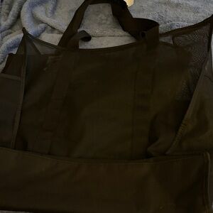 NWT Shade & Shore black mesh beach bag tote with side pockets